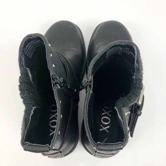 XOXO Womens Dharma Fashion Boot 5M Black Stud Buckle Strap Ankle Booties NWOB - Picture 7 of 11